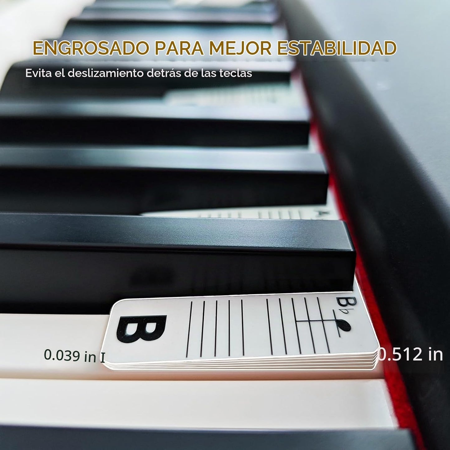 BEATBIT Tiras de notas de piano Pro, gruesas antiadherentes, compat...