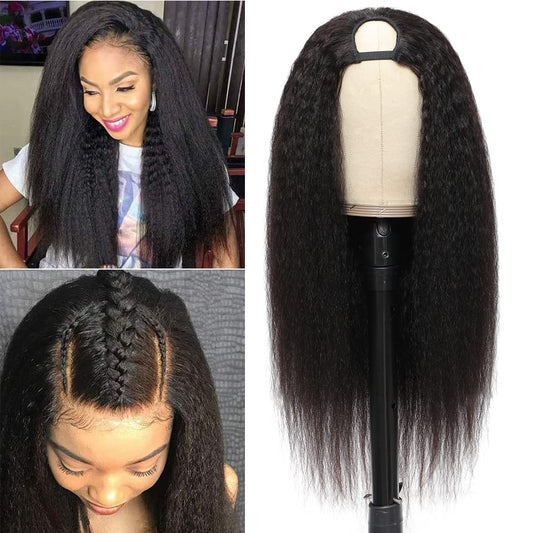 Urbeauty- Peluca con parte superior en U de cabello humano crespo p...