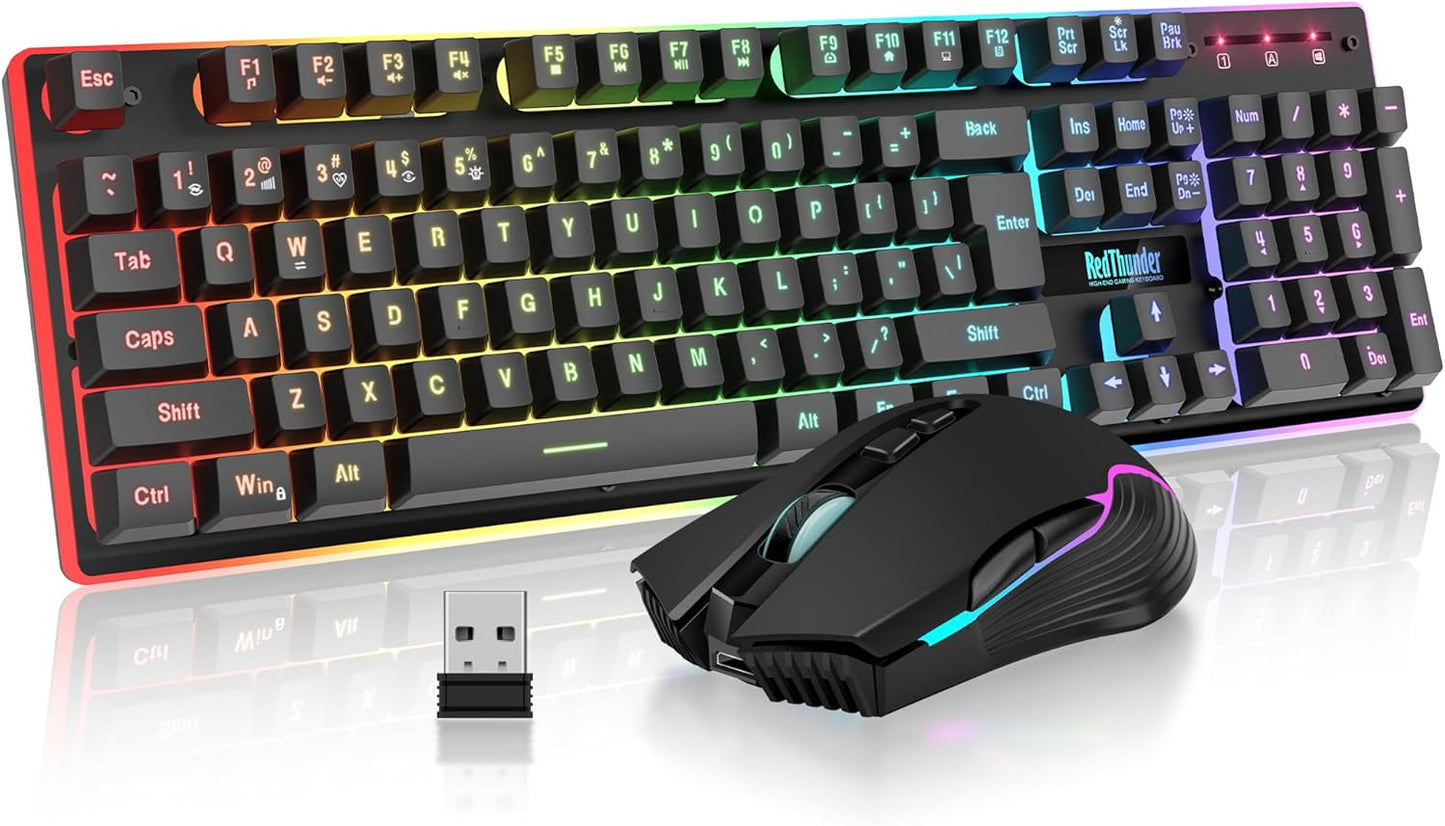 Combo de teclado y mouse inalámbrico para juegos RedThunder K10, ba...
