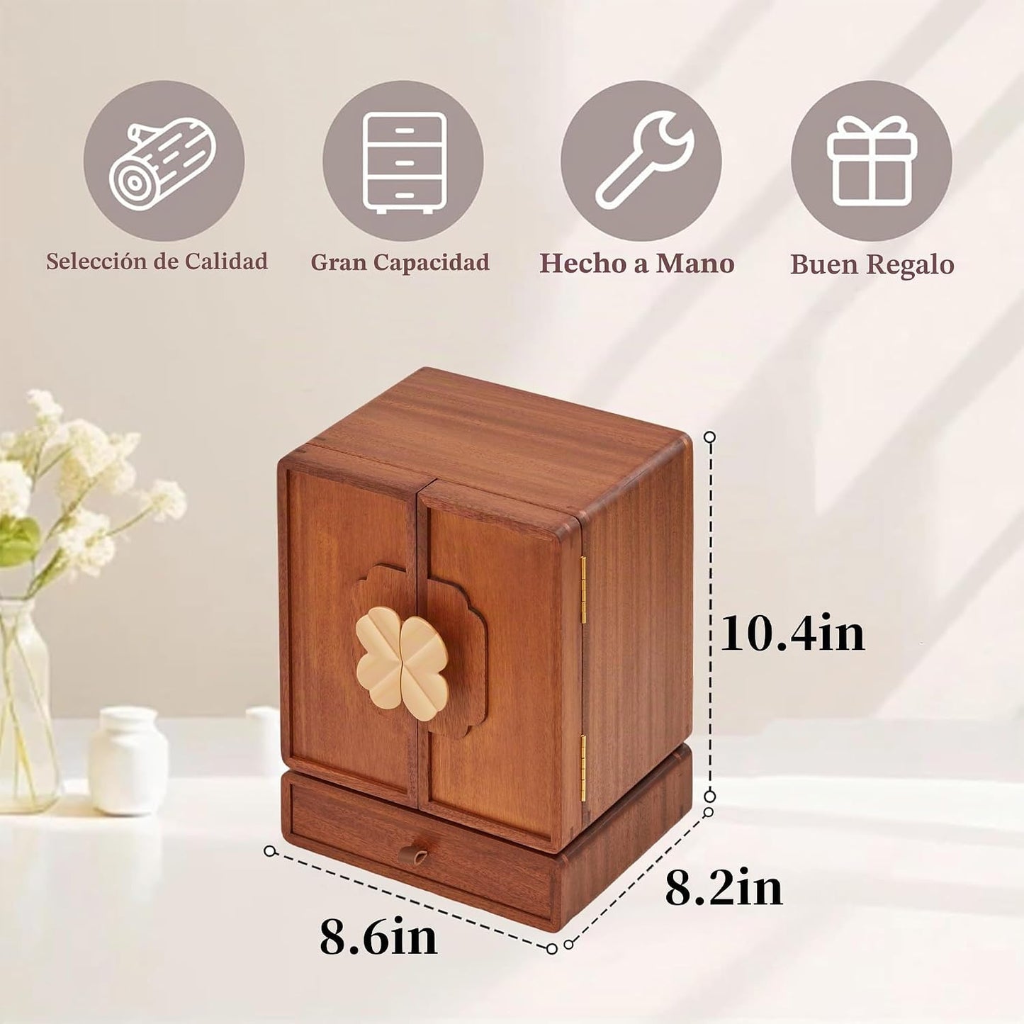 KAOTGOT Joyero de madera para mujeres y niñas, organizador grande d...