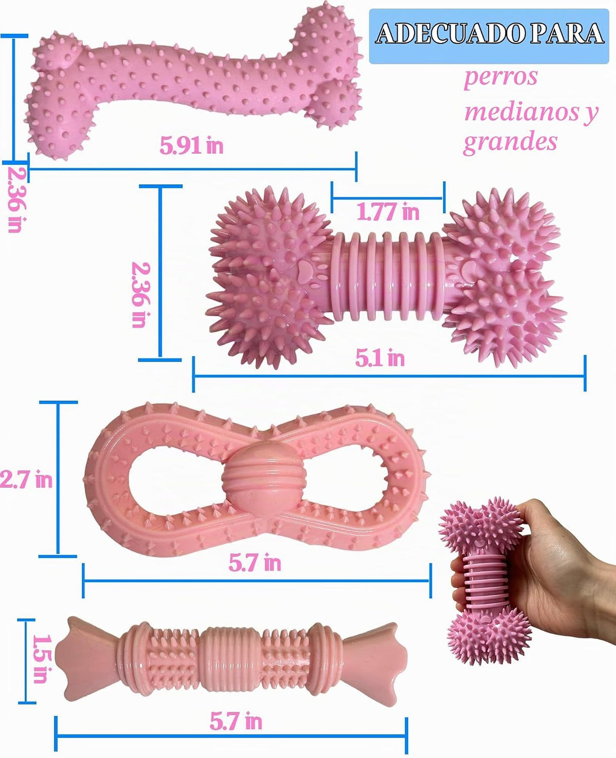 Cdyzqikm Paquete de 4 juguetes de dentición para perros, juguetes d...