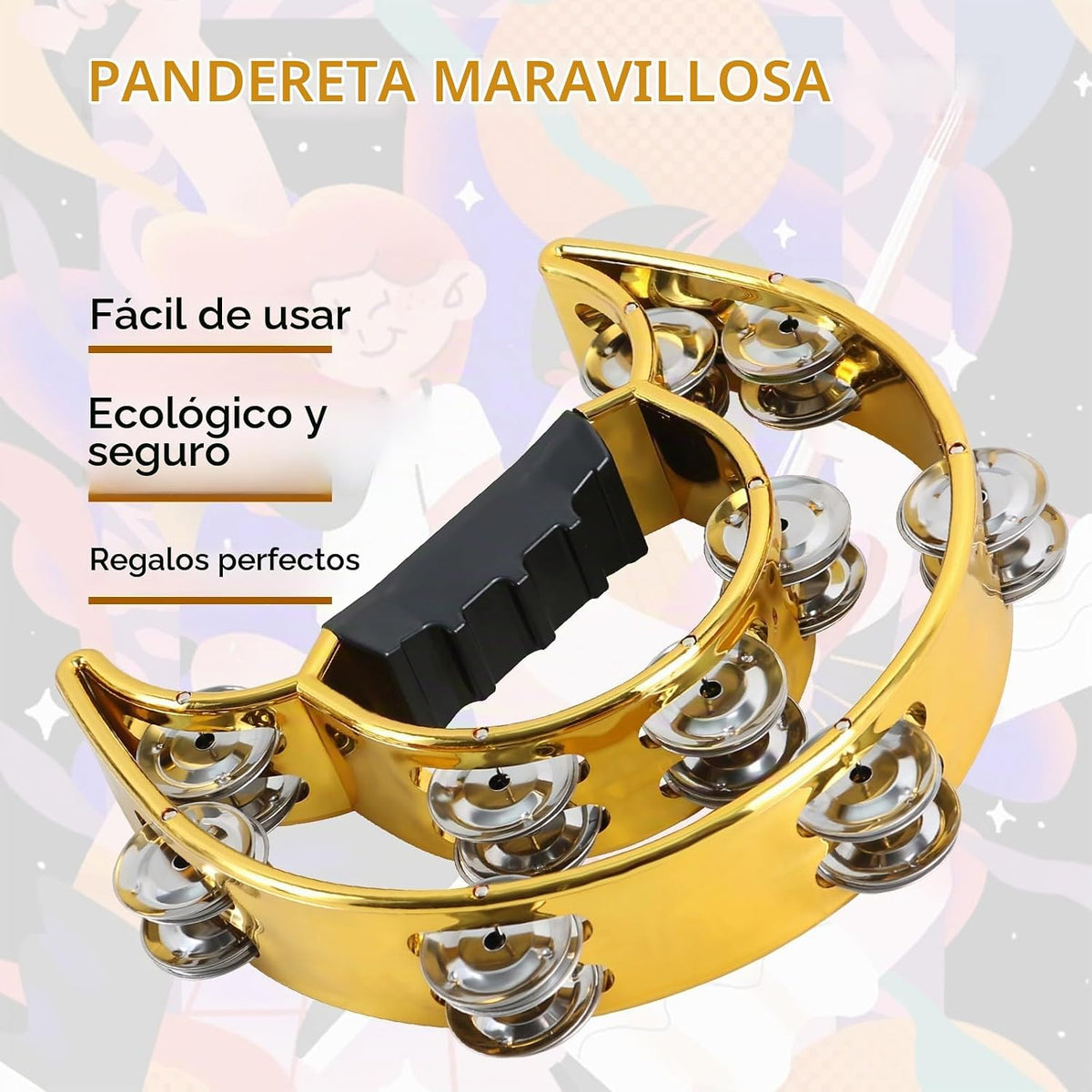 EASTROCK - Pandereta de música, instrumento de percusión de doble f...