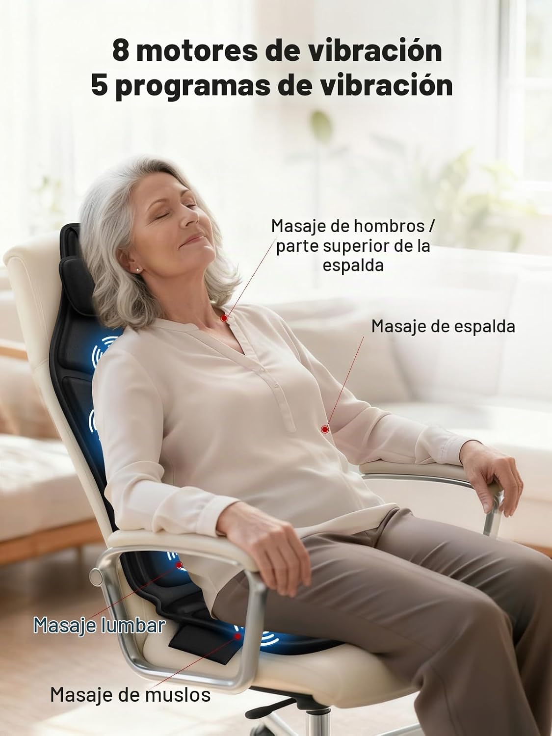 comrelax Cojín de asiento de masaje de vibración con calor, masajea...