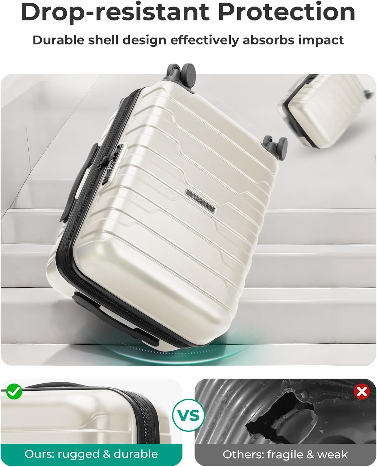 BAGSMART Equipaje de mano de 22x14x9 pulgadas aprobado por aerolíne...