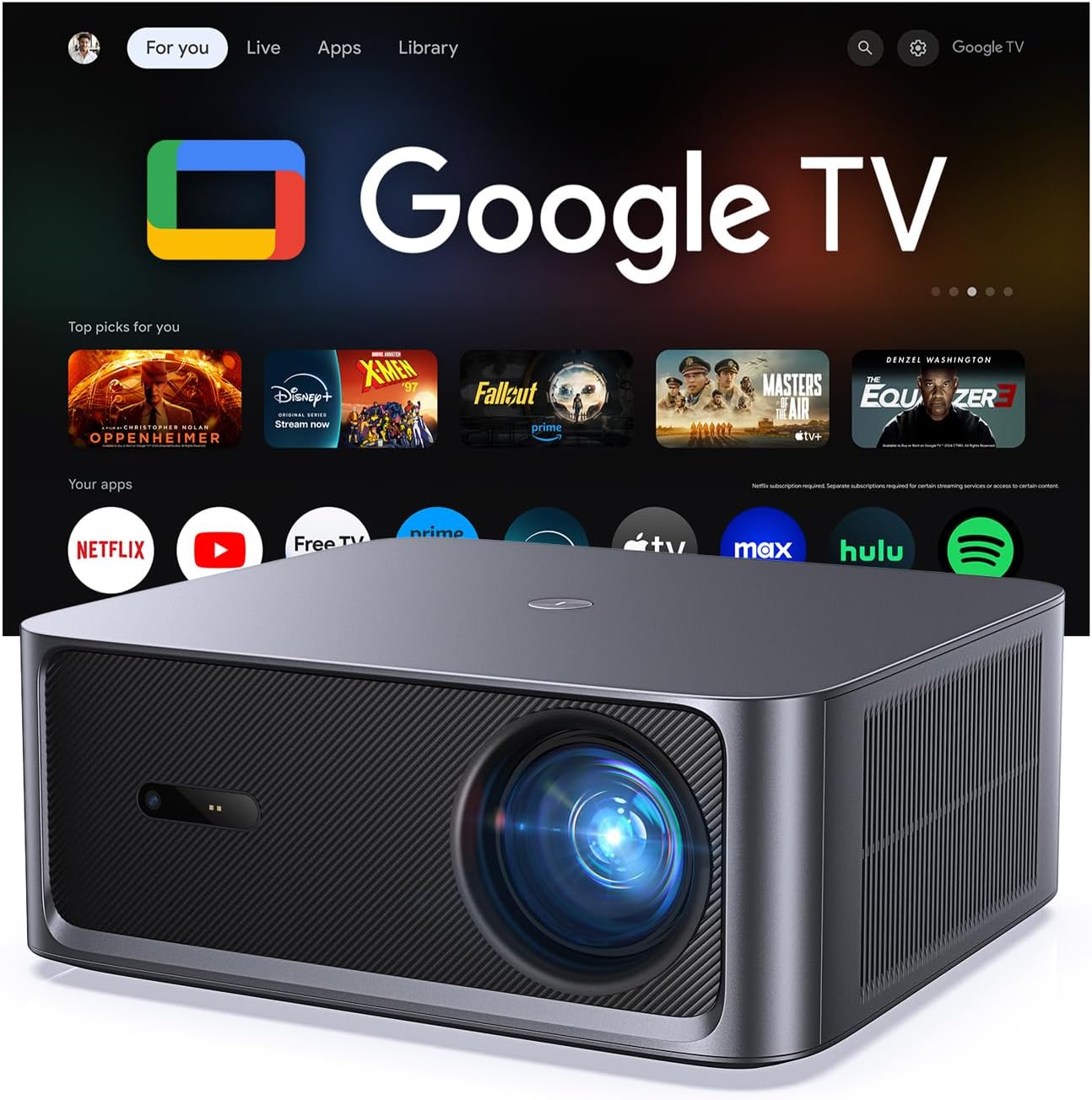 HAPPRUN Proyector para exteriores de 3000 lúmenes ANSI con Google T...