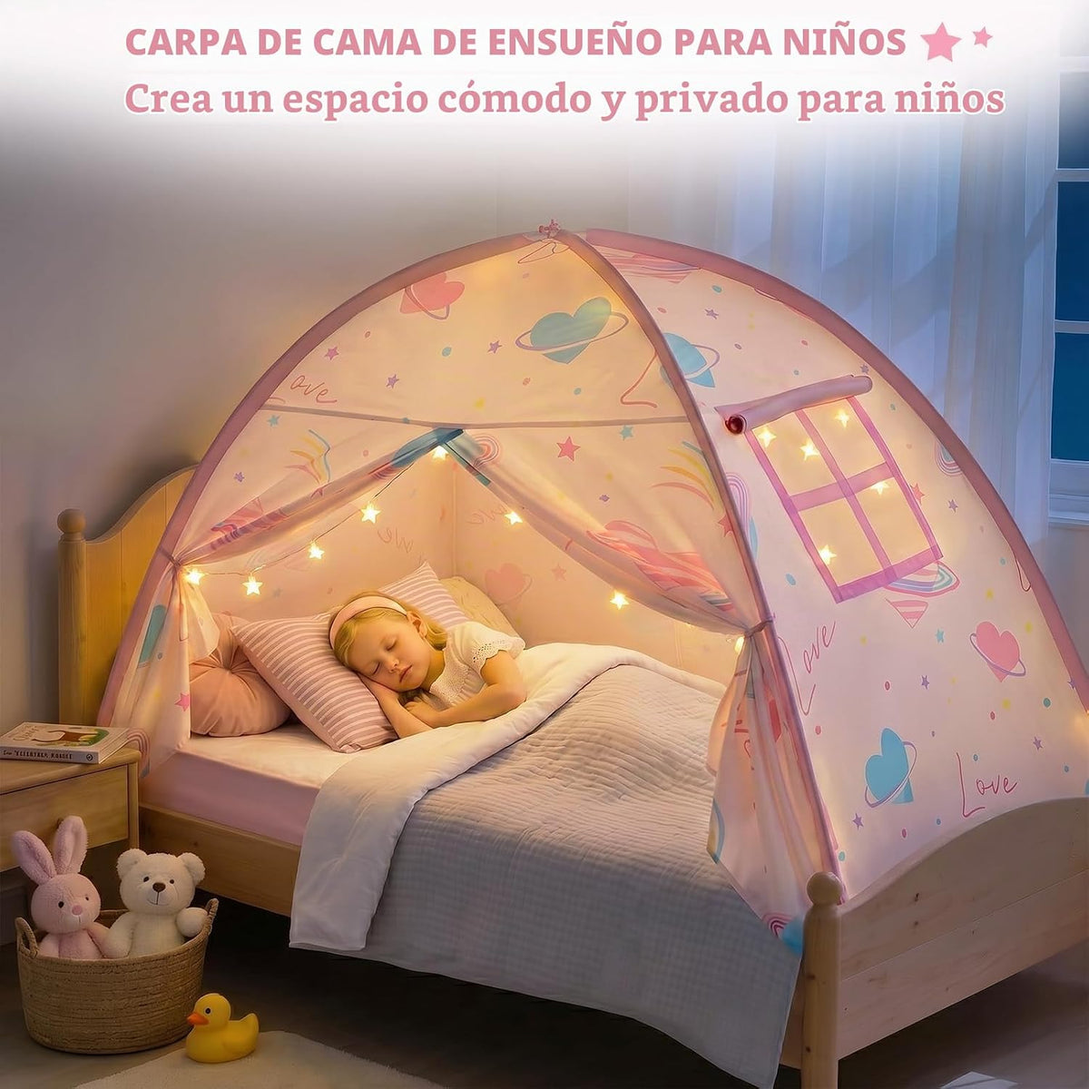 PIIKAGO Tienda de campaña de cama doble para niños, dosel de cama d...
