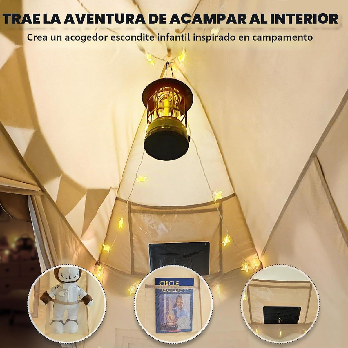 RIYDH Tienda de Cama con Dosel para Niños Tamaño Individual con Luc...
