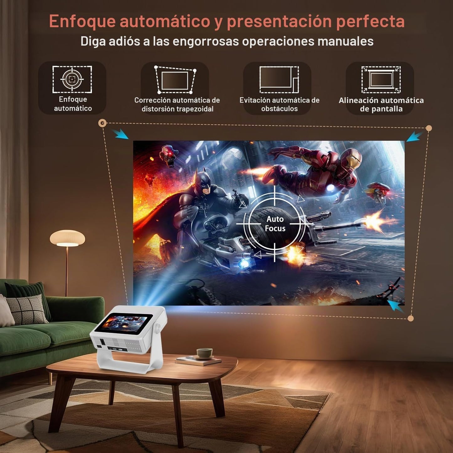 Proyector inteligente con WiFi y Bluetooth, 4K compatible con Nativ...