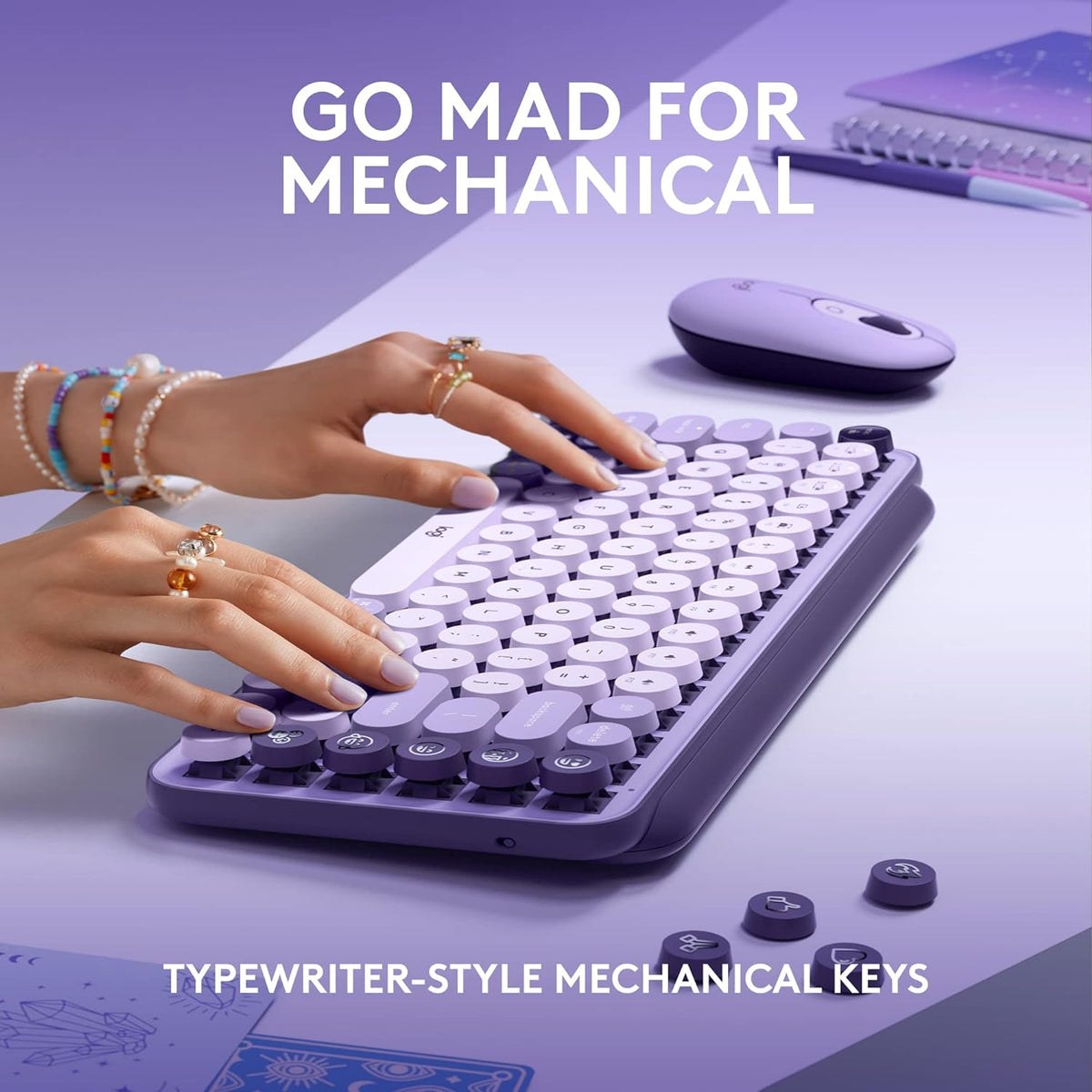 Logitech Teclado mecánico inalámbrico POP Keys con teclas Emoji - C...