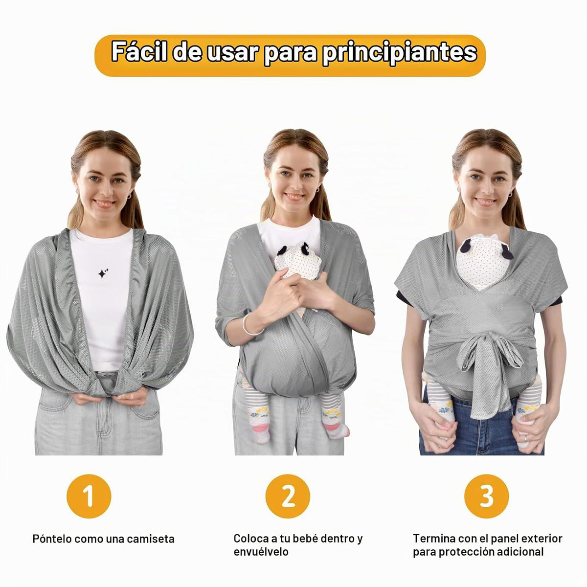 vrbabies Fular portabebés para recién nacidos y niños pequeños, agr...