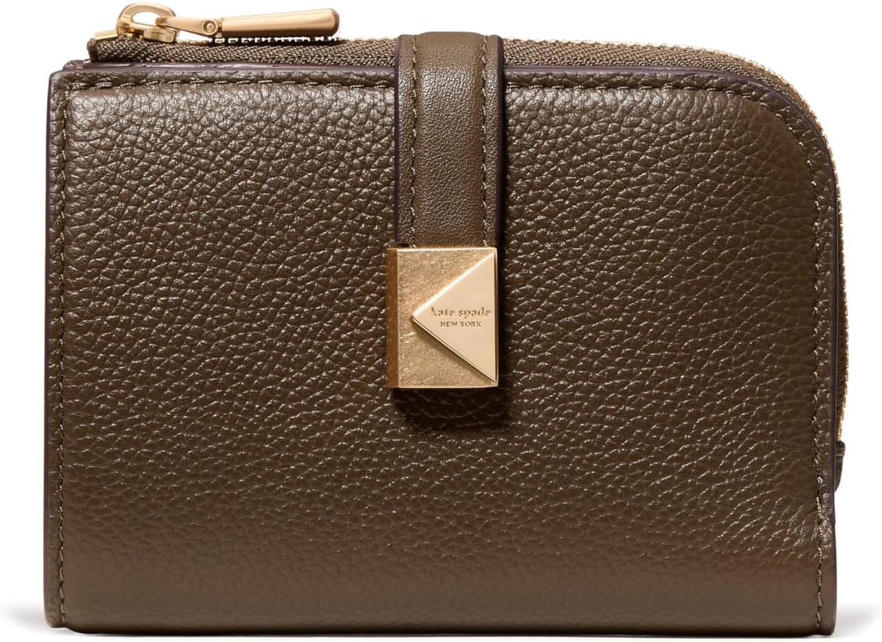 kate spade new york Cartera pequeña compacta de cuero con guijarros...