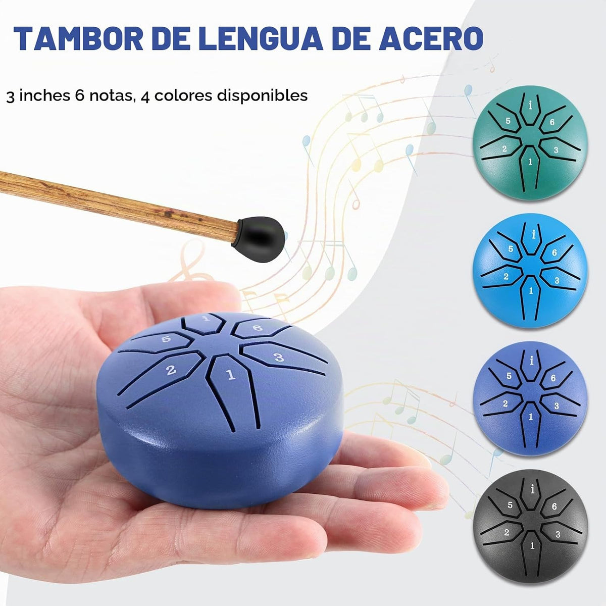 EASTROCK Mini Tambor de Lengua de Acero para Niños 3 Pulgadas 6 Not...