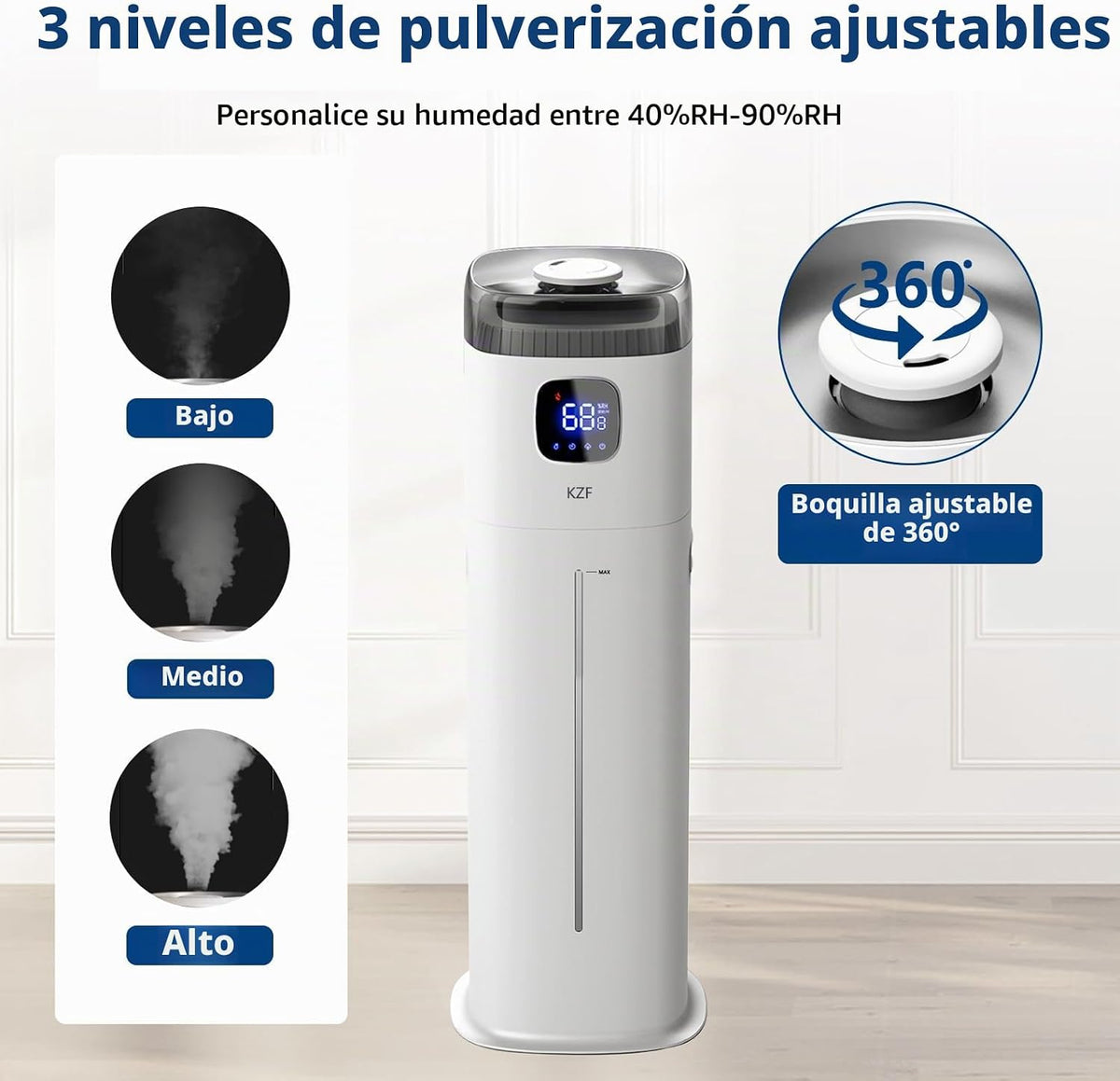 KZF Humidificador grande para dormitorio, humidificador ultrasónico...