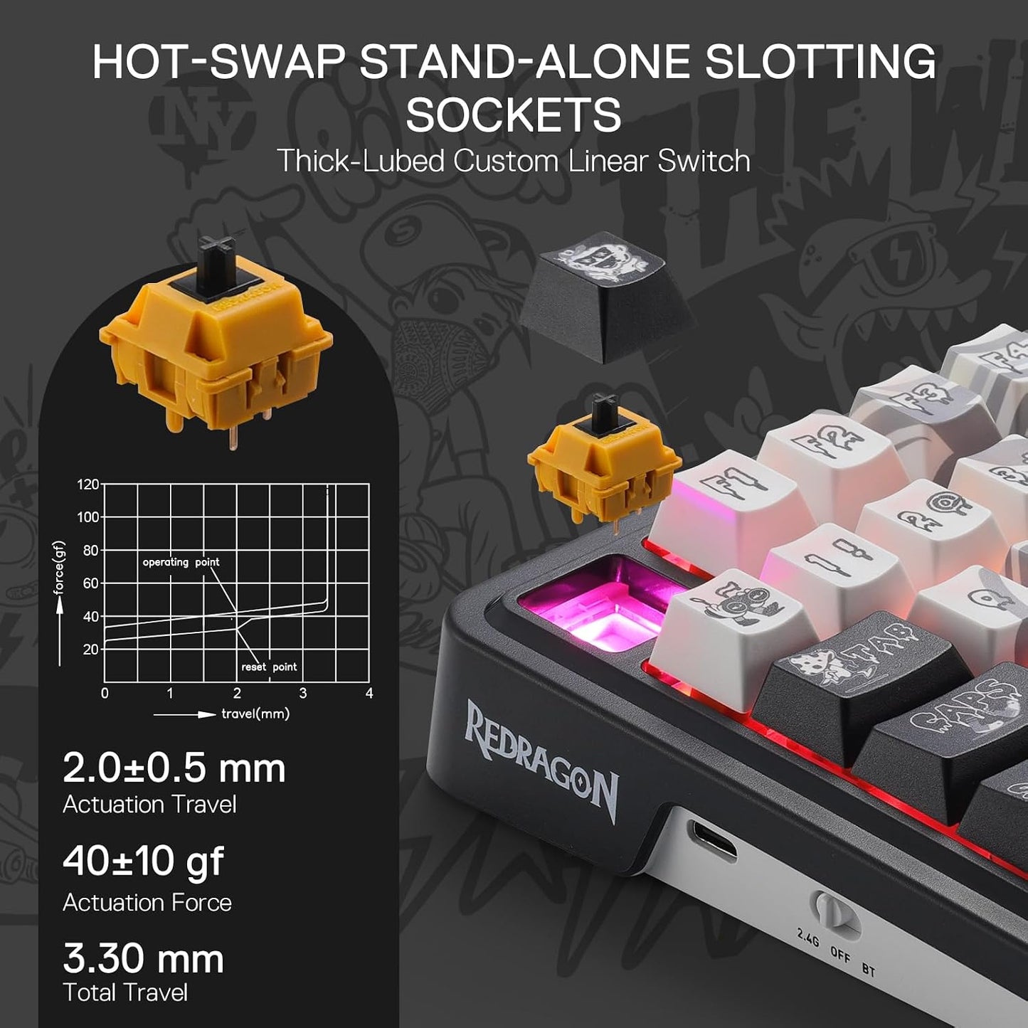 Redragon K719 PRO Teclado Gaming Inalámbrico con Gasket con Pantall...