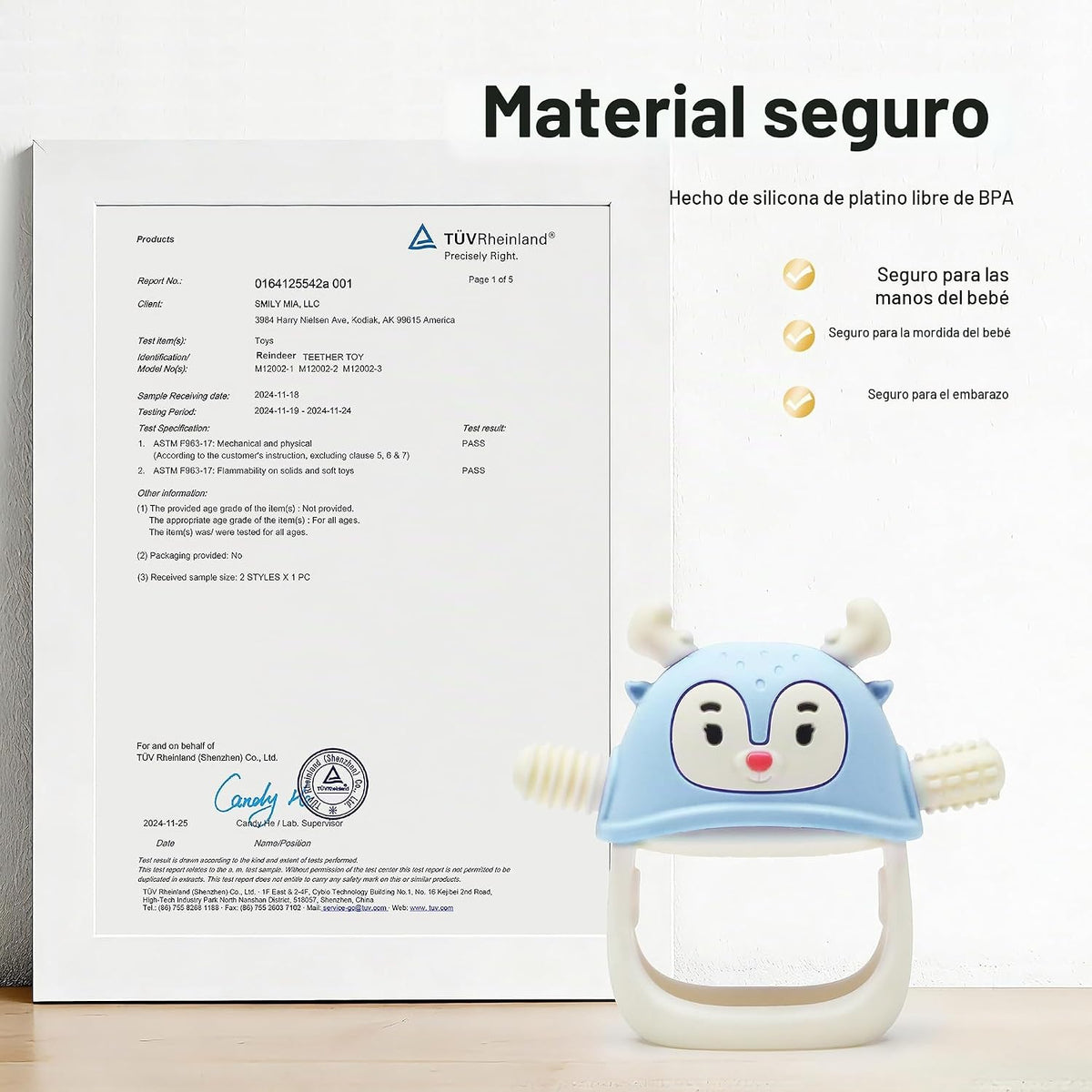 Smily Mia Juguetes de dentición para 0-6 meses, mordedores de silic...