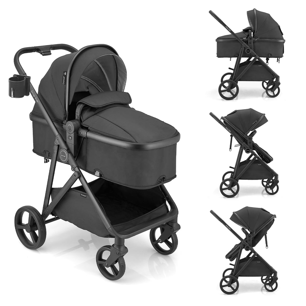 Gromast Cochecito de bebé 3 en 1, cochecito convertible para recién...