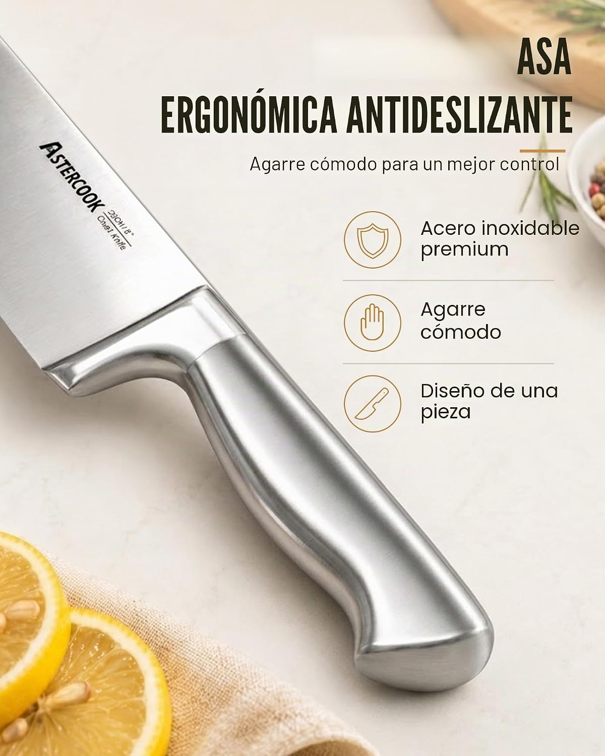 Astercook Juego de cuchillos de cocina de acero alemán de 15 piezas...