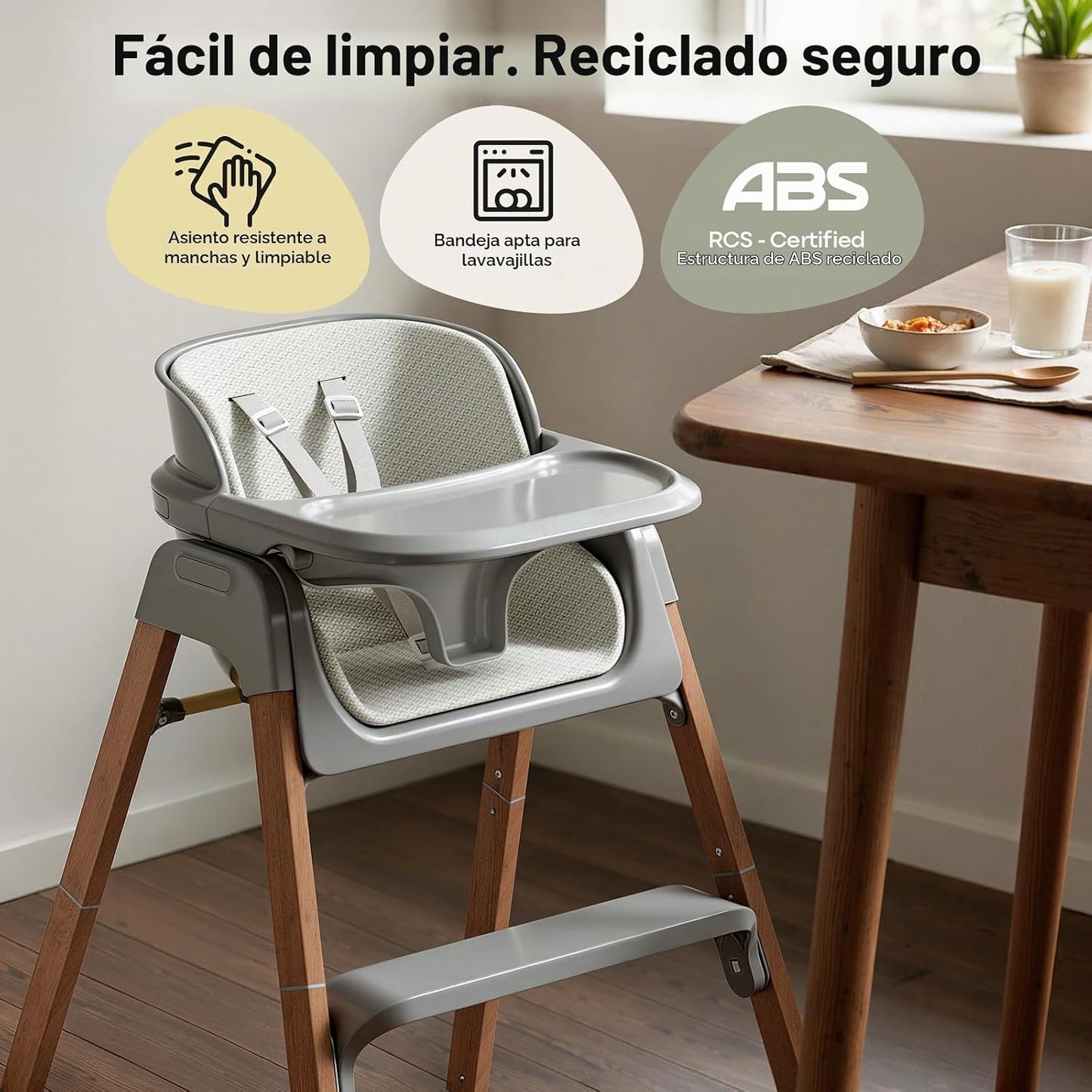 Fodoss Silla alta para bebé, convertible 4 en 1, color gris para be...