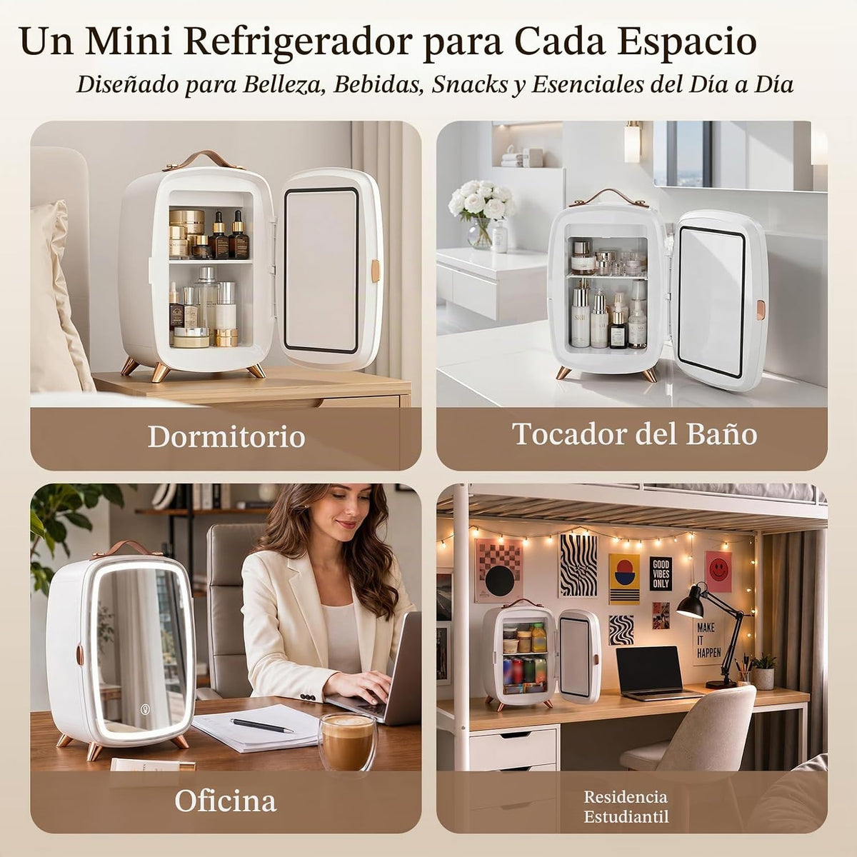 Electactic Mini refrigerador para el cuidado de la piel con espejo...