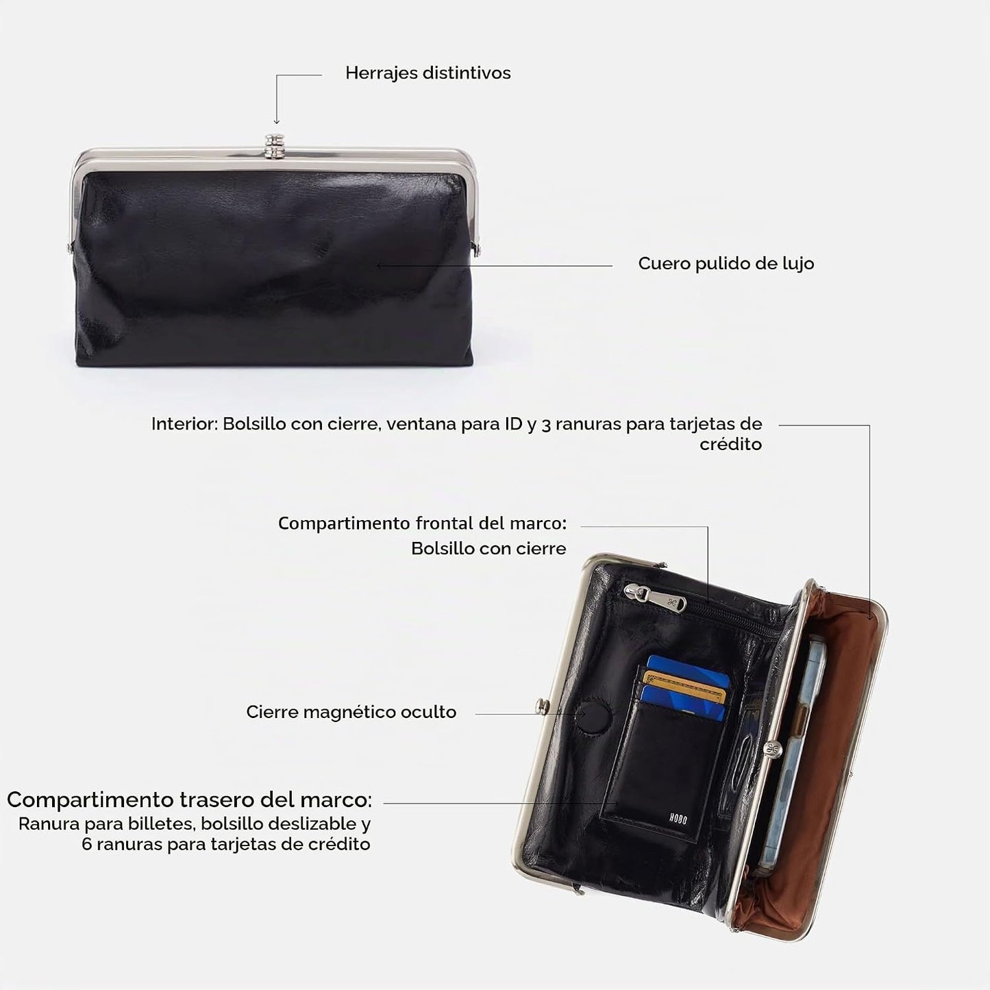 HOBO Cartera de mano de piel Lauren para mujer | Marco de inspiraci...