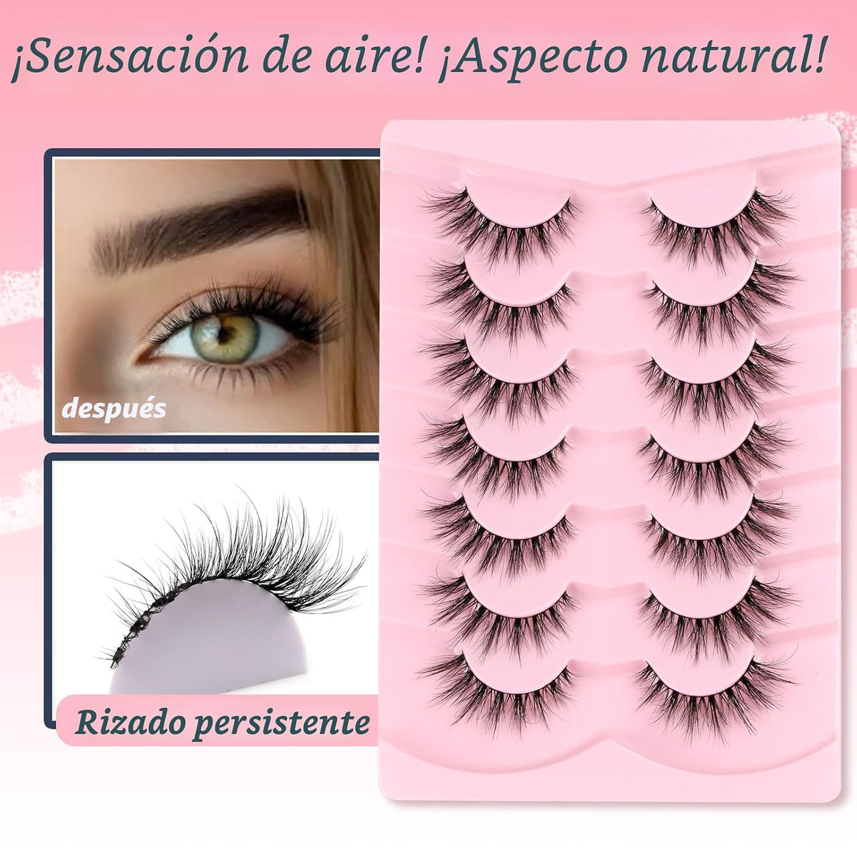 Pestañas postizas naturales, de ojo de gato, onduladas, pestañas fa...