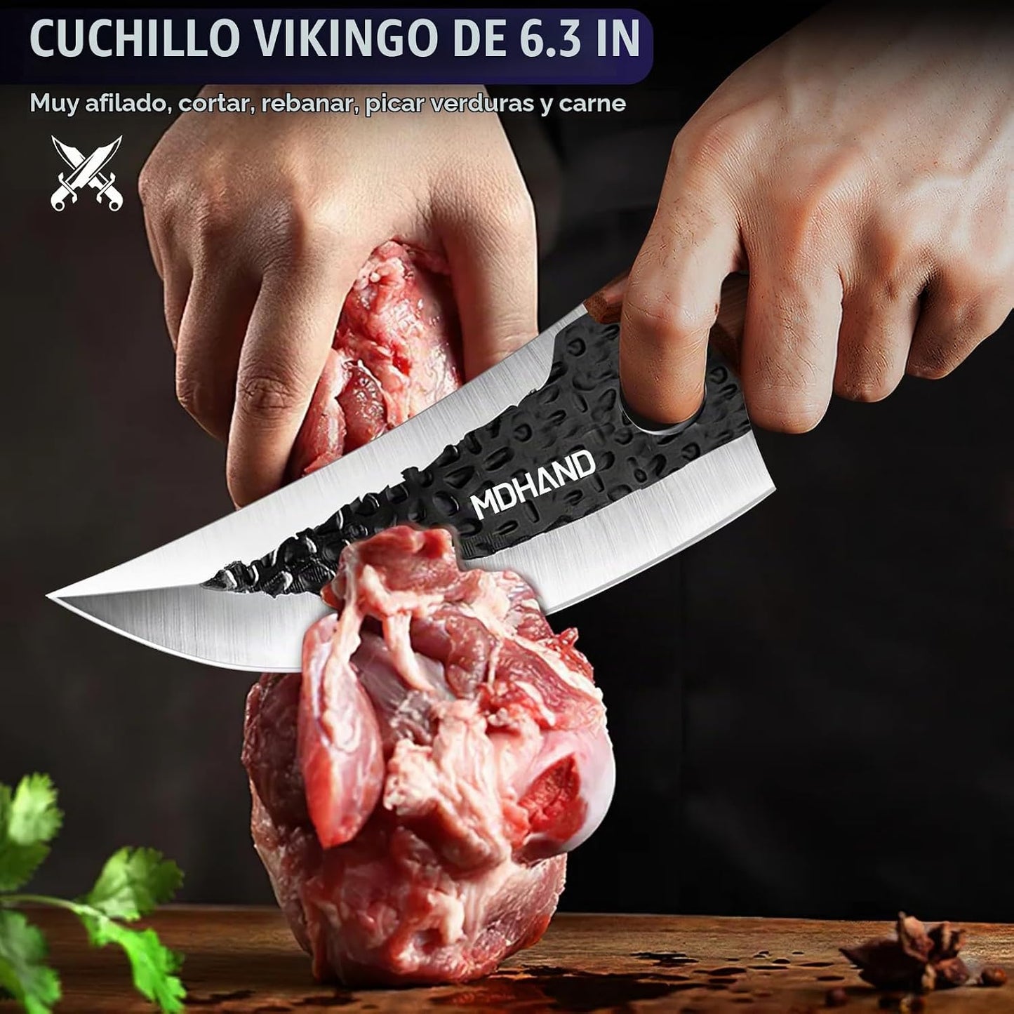 MDHAND - Juego de cuchillos de carnicero, cuchillo de carnicero for...