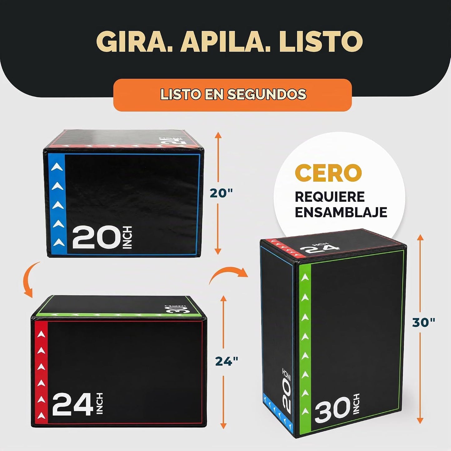 BalanceFrom Caja de salto pliométrica de espuma 3 en 1 para gimnasi...
