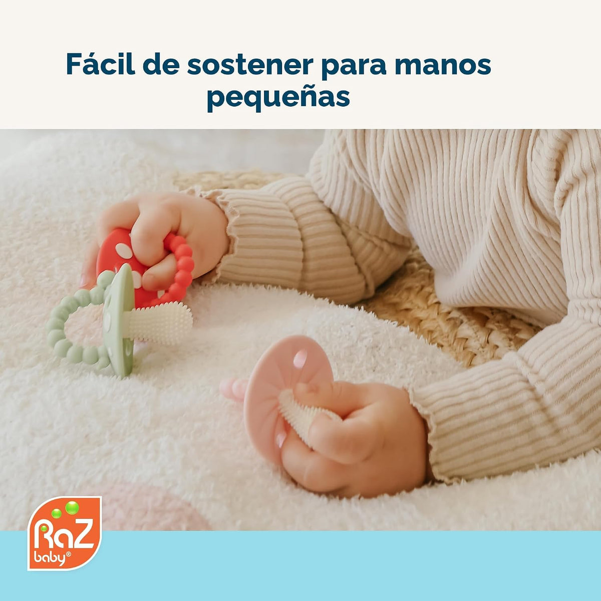 RaZbaby - Mordedor de silicona suave para bebés de 3 meses o más, c...