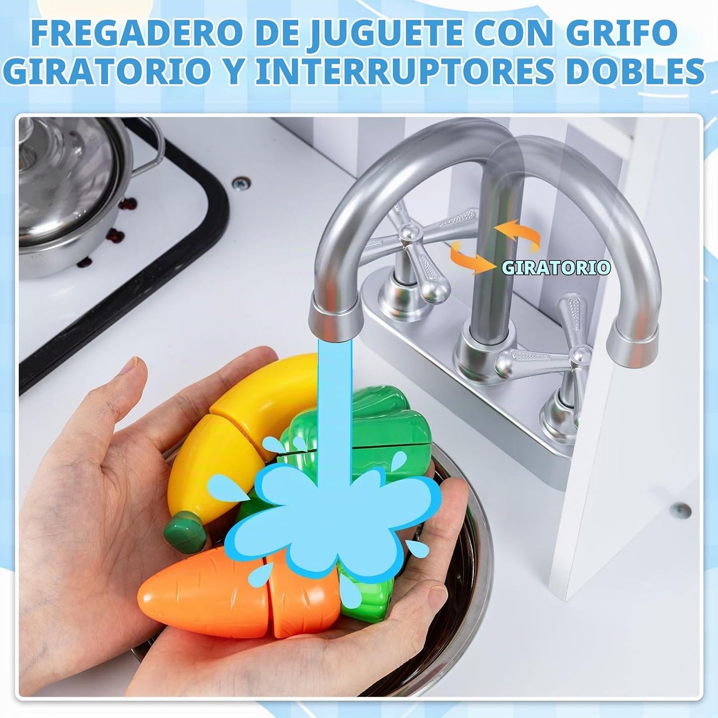 Costzon Juego de cocina para niños, juego de cocina de chef de made...