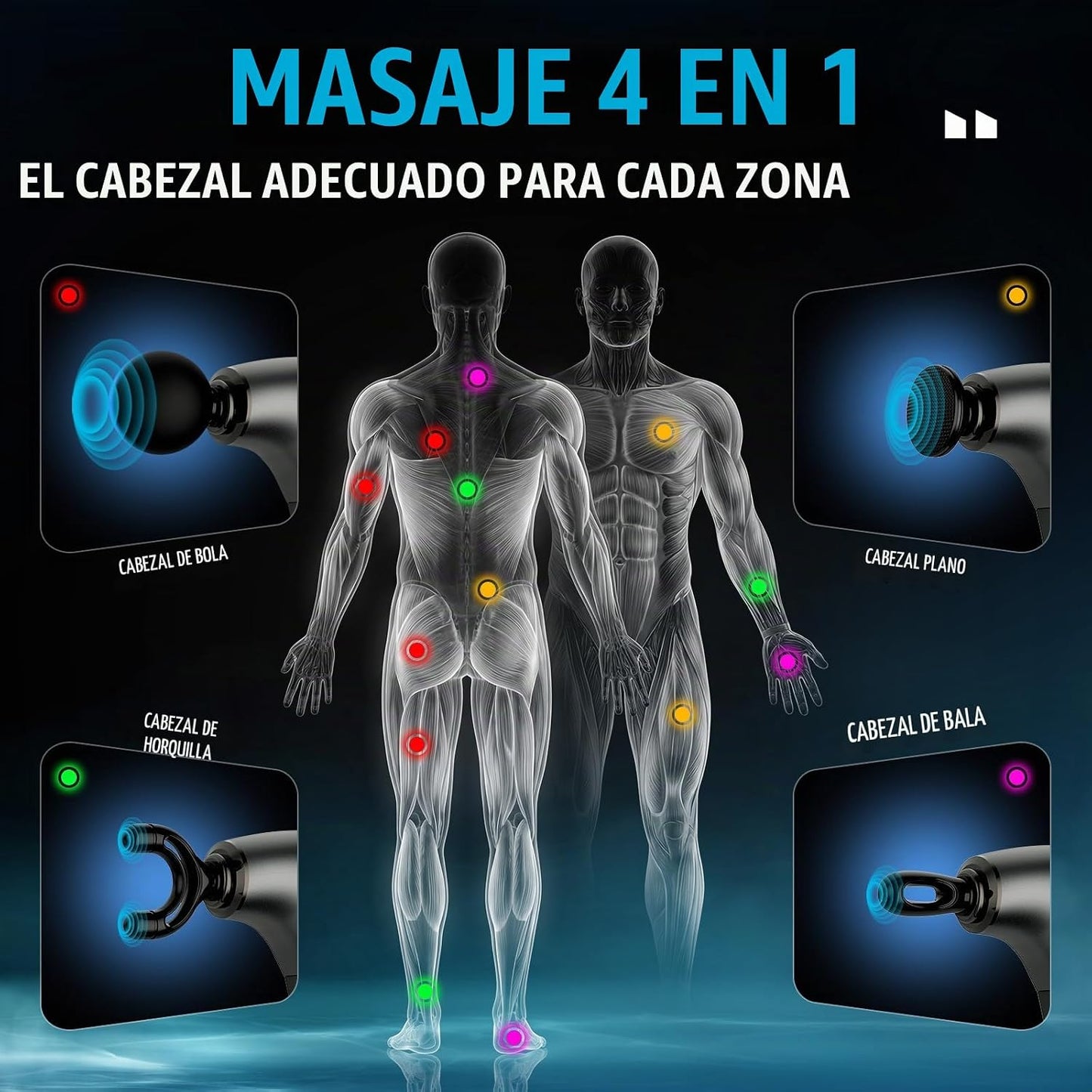 FVZ Pistola de masaje de percusión gris con mango de extensión mejo...