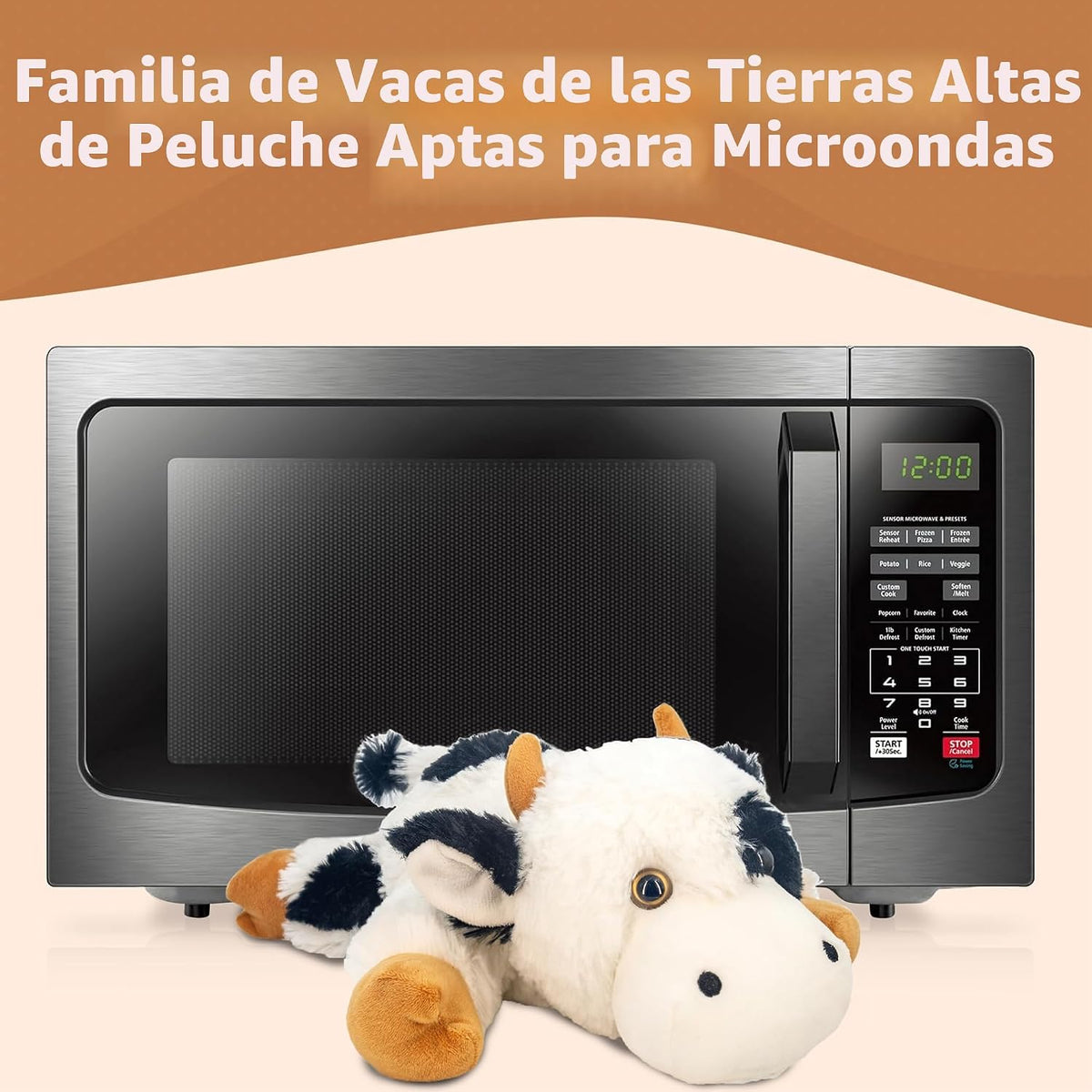 Marysun Animal de peluche de vaca calentado para microondas, felpa...