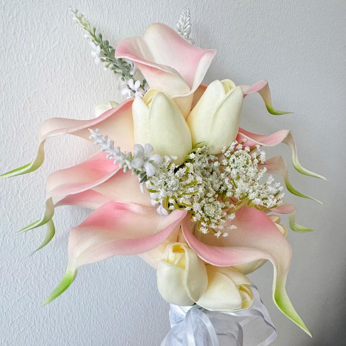 WYcYcW Ramo floral de 12 lirios artificiales con 8 tulipanes artifi...