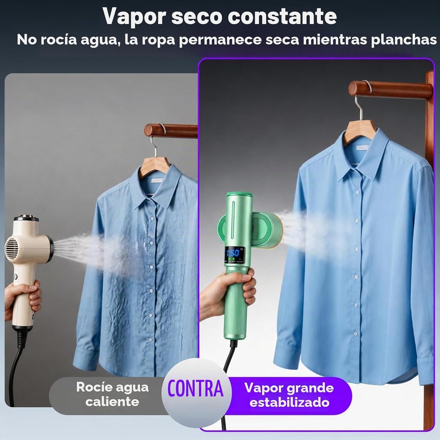 HORTIGRACE Vaporizador de viaje para ropa, plancha de vapor 2 en 1...