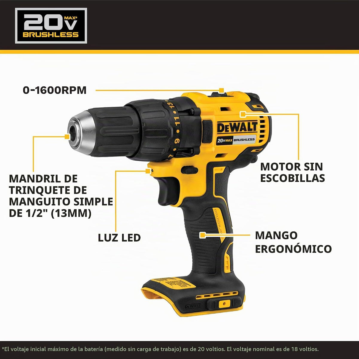DEWALT Taladro inalámbrico de 20 V MAX y destornillador de impacto,...