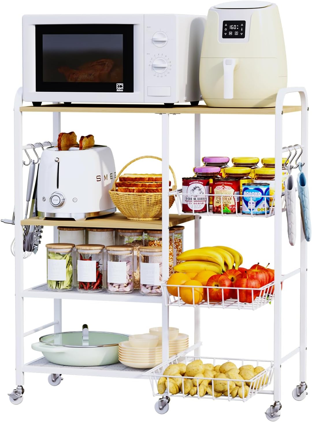 HapiRm Carrito de Cocina con Ruedas para Microondas - Soporte de Me...