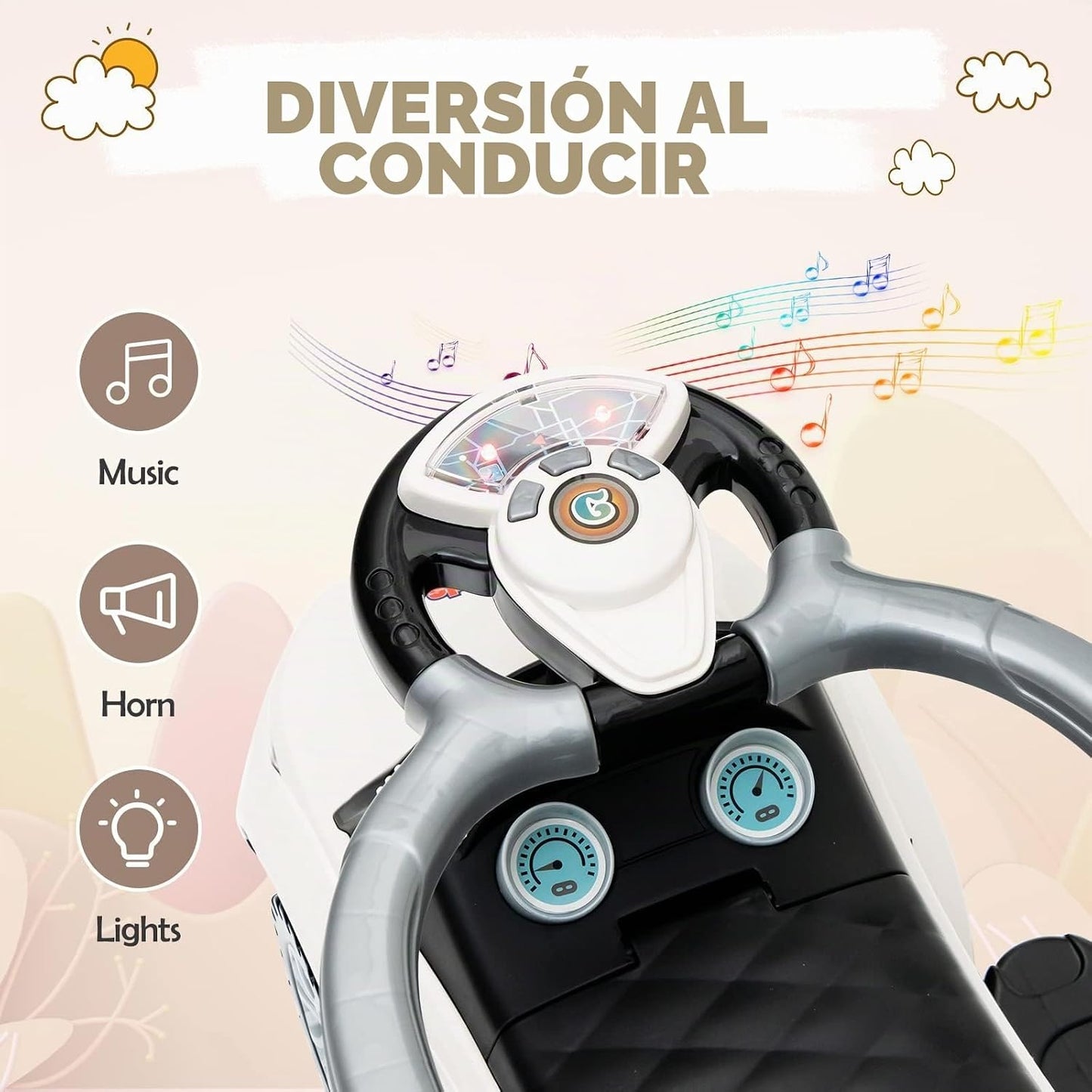 OLAKIDS Coche de empuje 4 en 1, cochecito para niños pequeños, jugu...