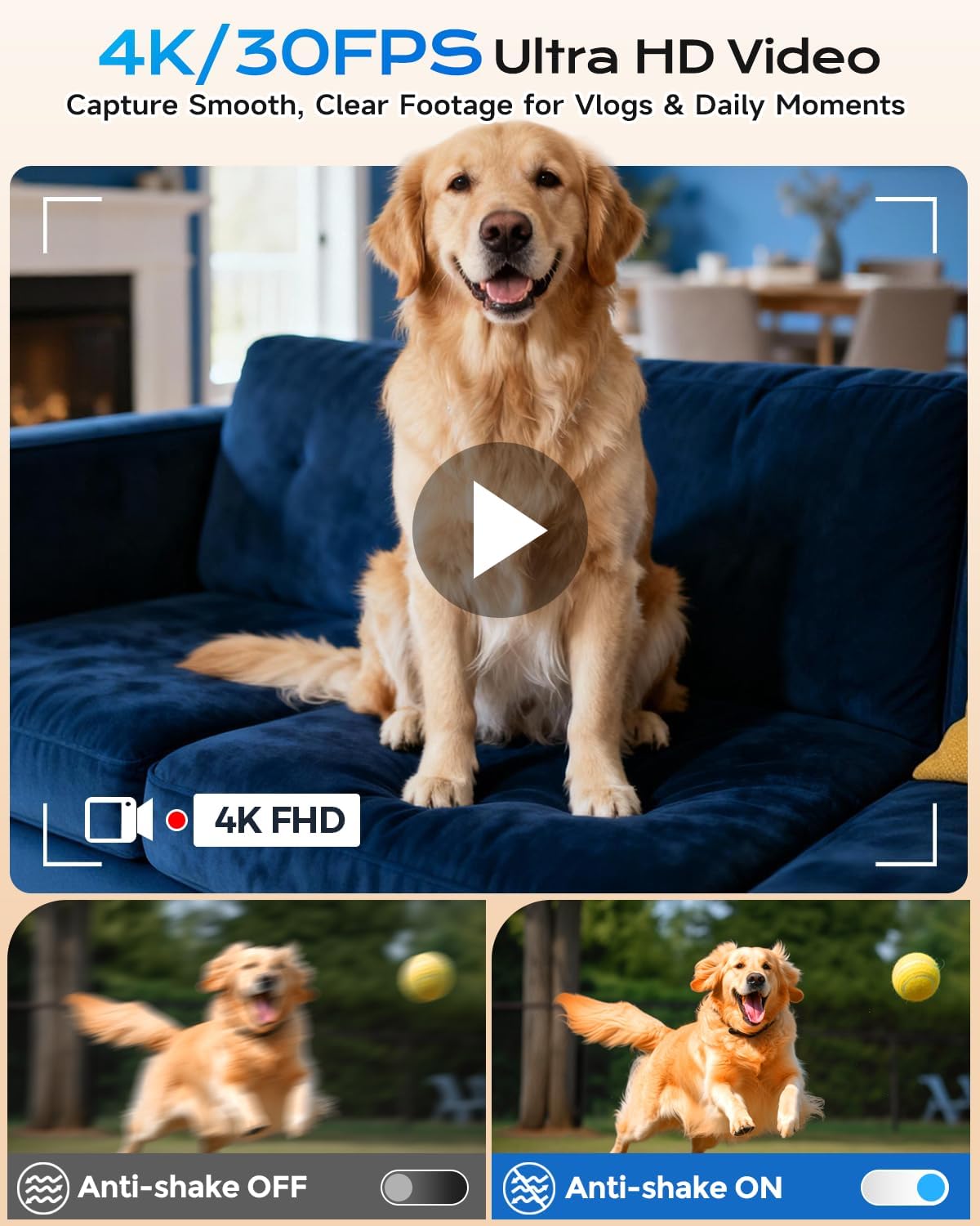 Cámara digital 4K para viajes fotográficos, cámara de vlogging de e...