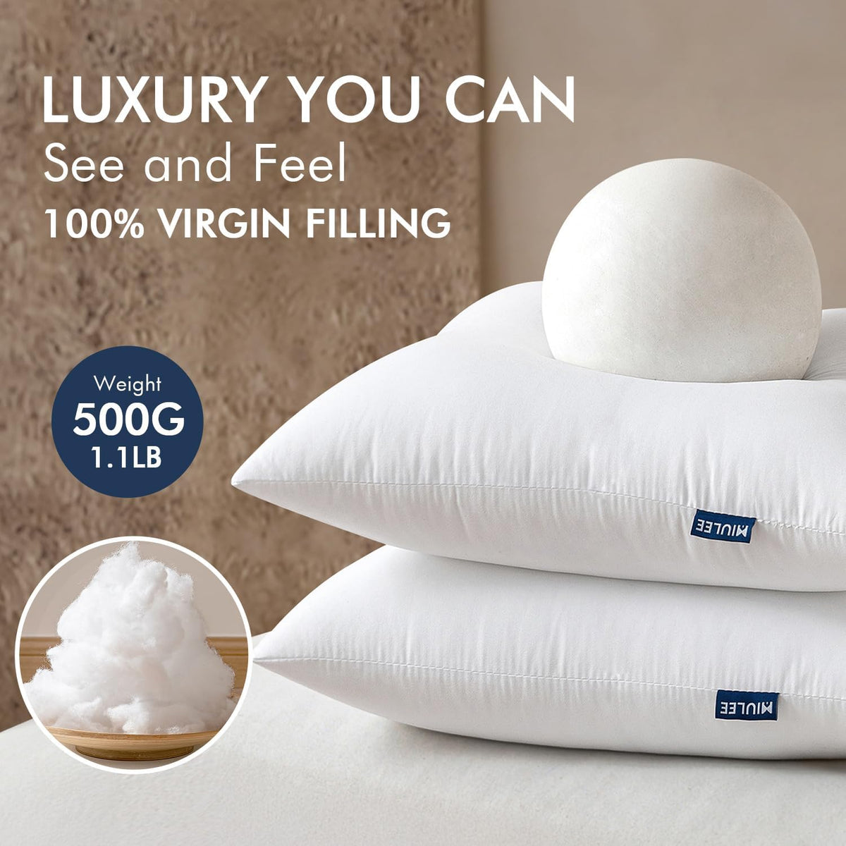 MIULEE Fundas para Relleno de Almohada, Paquete de 2 de 45.72 x 45....