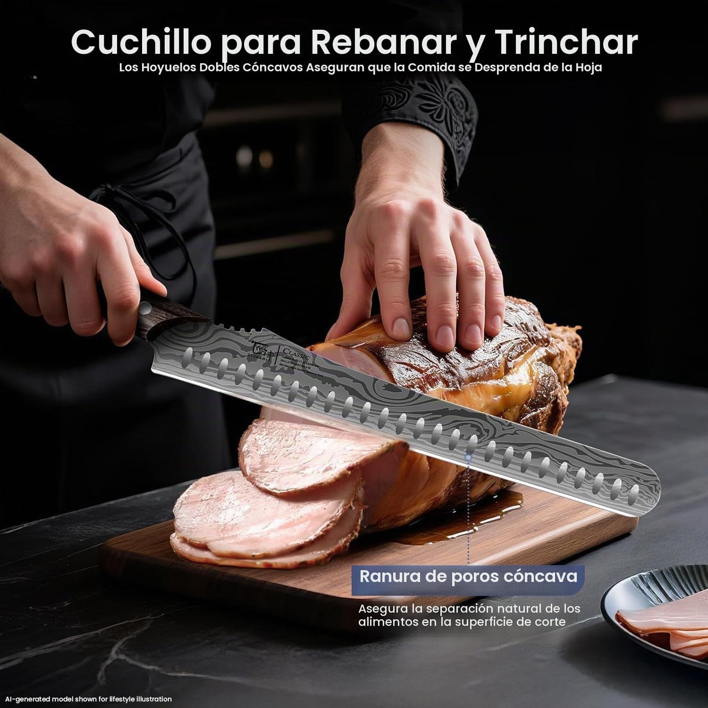 SYOKAMI Juego de cuchillos para rebanar brisket, cuchillos de trinc...