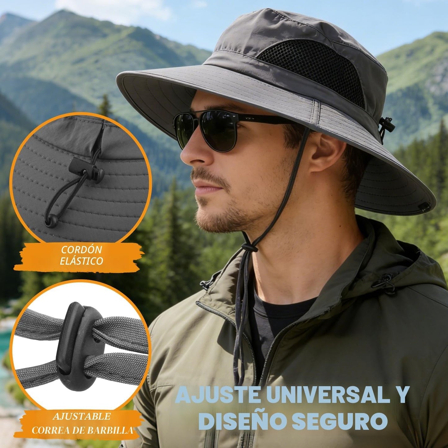 EINSKEY Sombrero de ala ancha, protección UV UPF 50+, impermeable,...