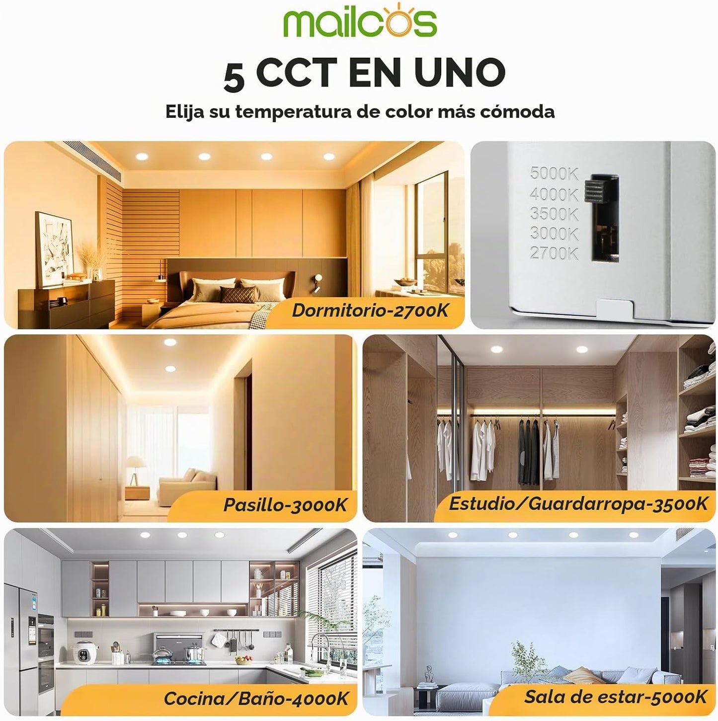 MAILCOS Paquete de 12 lámparas de techo empotrables LED ultrafinas...