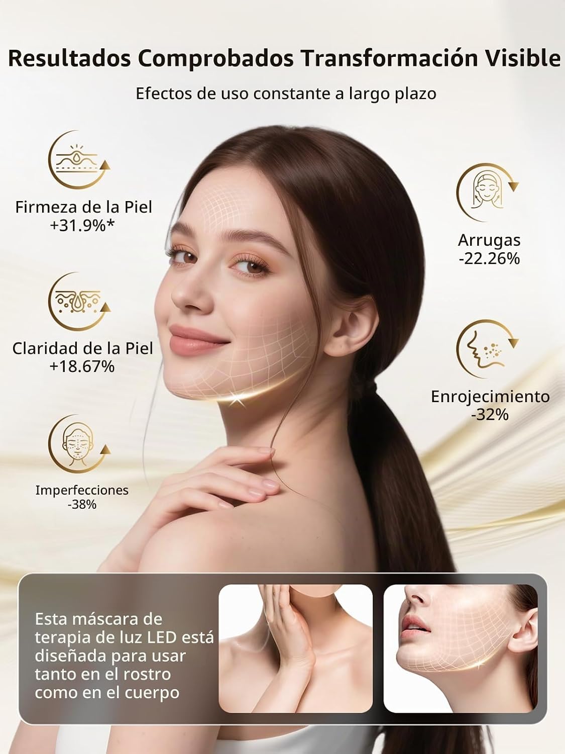 Terapia de luz roja para cara, 4 modos de terapia de luz, máscara f...