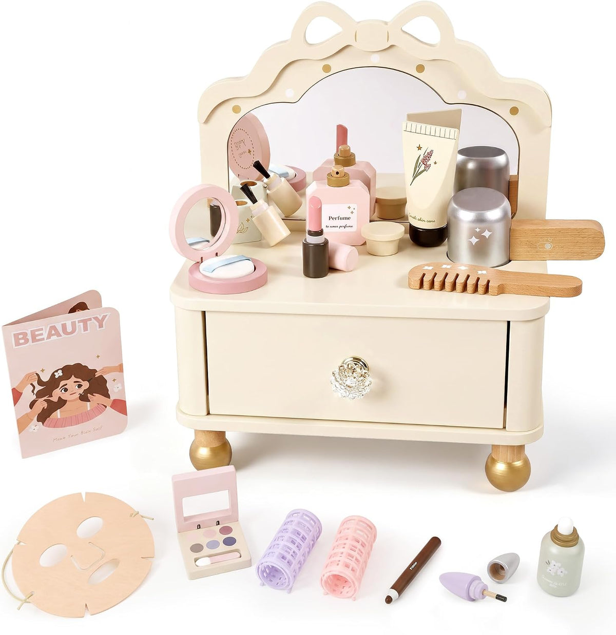 Pithfor Juego de tocador de madera, kit de maquillaje de juego de |...