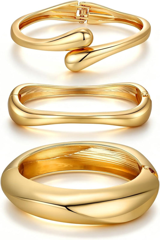 Pulseras de eslabones gruesas de oro para mujer, elegantes pulseras...
