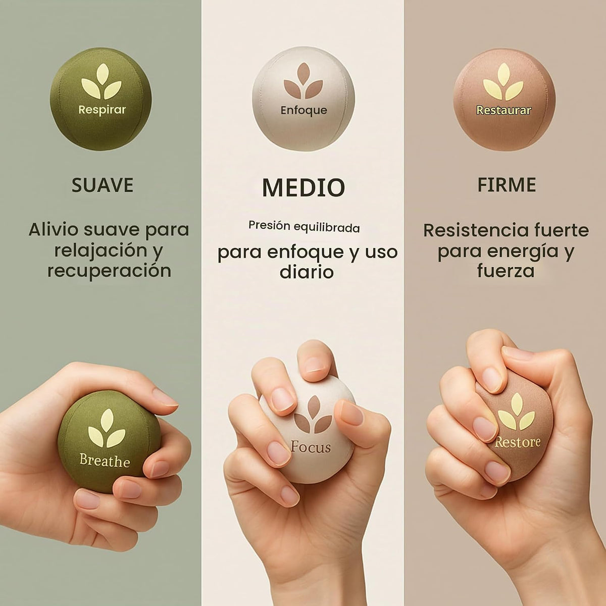 MellowMinds Bolas de estrés para adultos, paquete de 3 bolas de man...