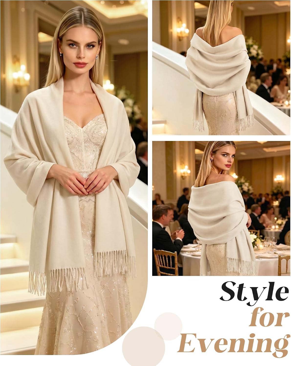 Darller Bufanda de invierno para mujer, chales y envolturas de pash...