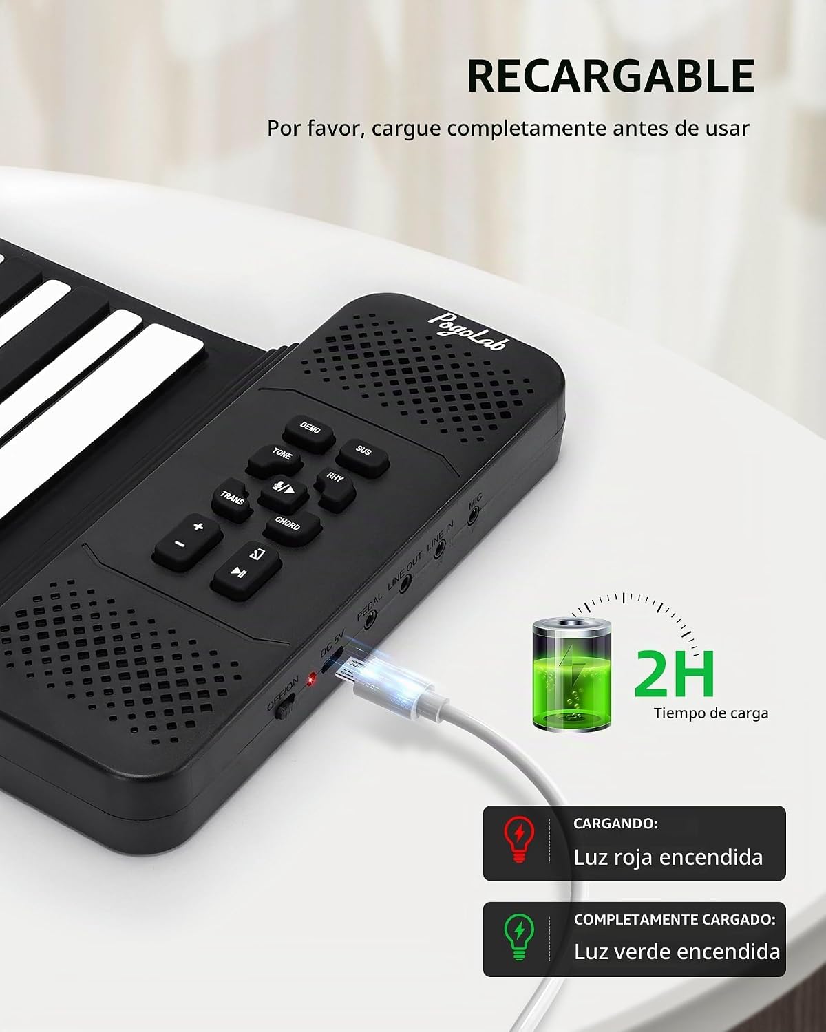 POGOLAB Piano de Teclado Enrollable de 88 Teclas, Piano Eléctrico P...