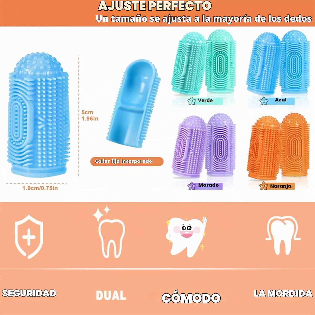 NFSVLB Cepillo de dientes para bebés, 4 piezas con 4 fundas de alma...