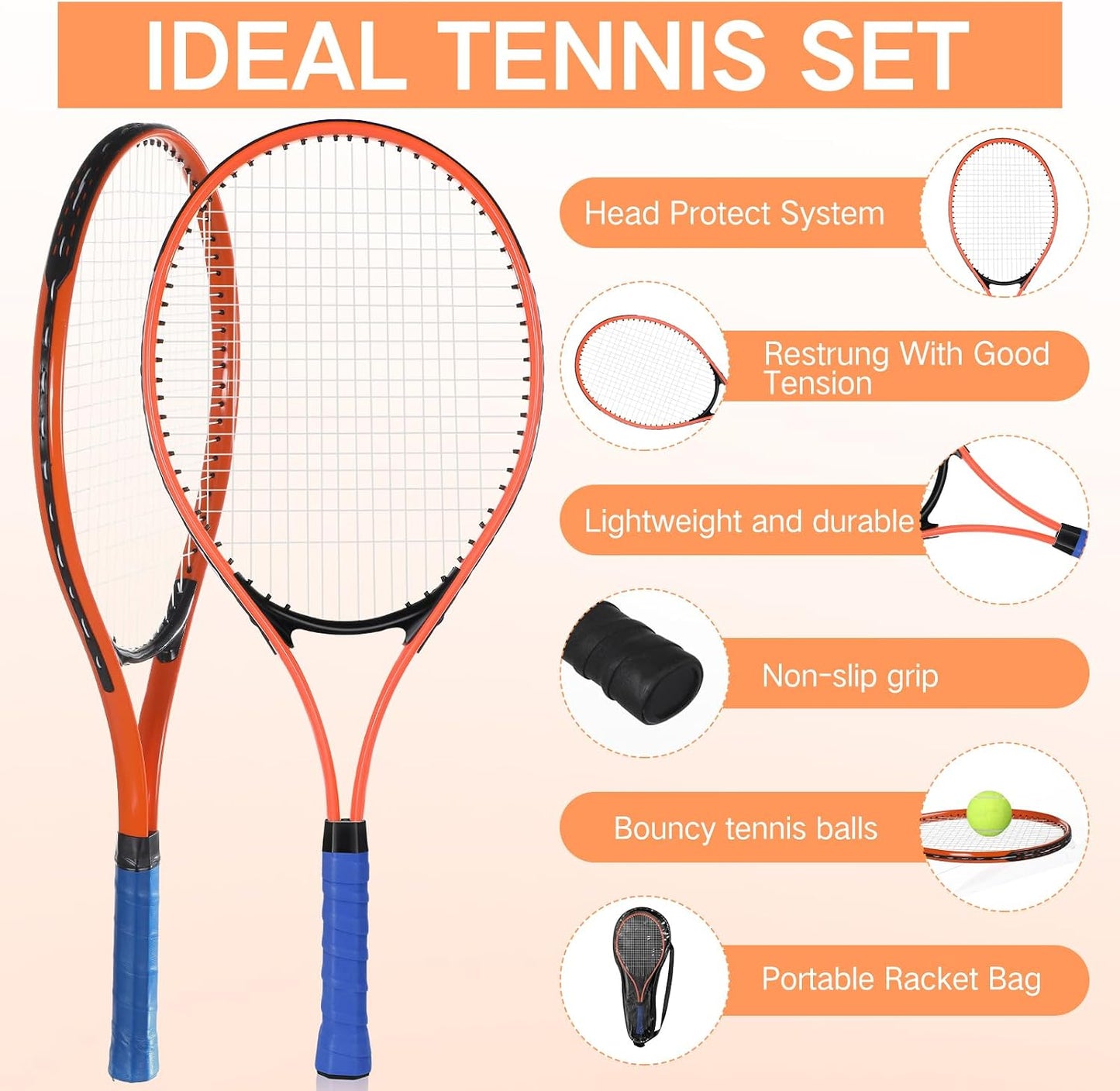Motionchic - Juego de 6 raquetas de tenis para adultos recreativos...