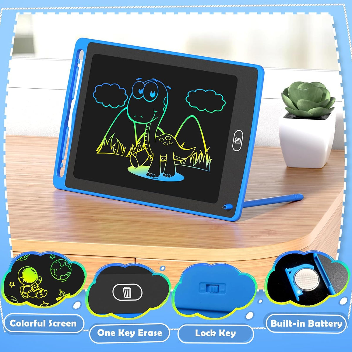 Paquete de 4 tabletas de escritura LCD para niños, tableta de dibuj...